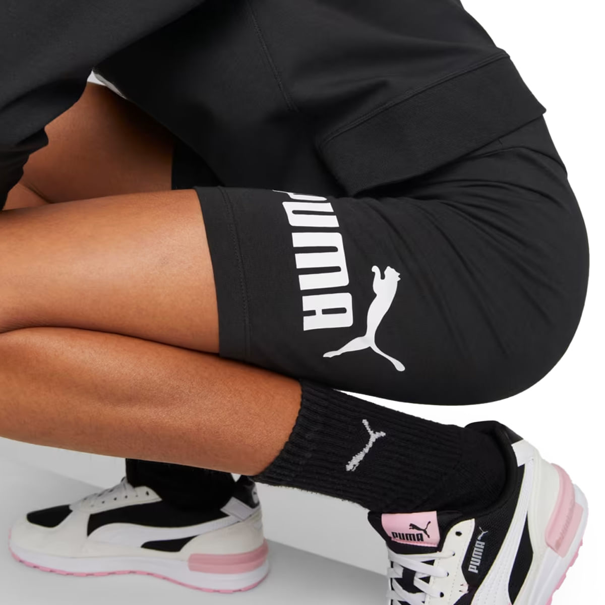 Puma Shorts PUMA-C-673497-01 JUV ESS+ LOGO Puma Black Algodao -1-